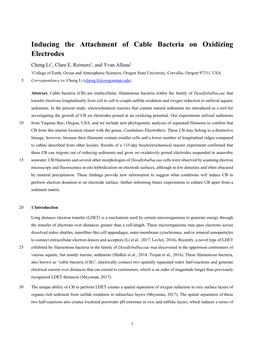 Inducing the Attachment of Cable Bacteria on Oxidizing Electrodes Cheng Li1, Clare E