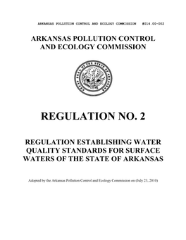ARKANSAS POLLUTION CONTROL and ECOLOGY COMMISSION REGULATION NO. 2 APPENDIX C Scientific Names of Fishes