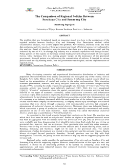 The Comparison of Regional Policies Between Surabaya City and Semarang City