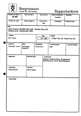 Bergvesenet• 4 51T Postboks3021, 7002 Trondheim Rapportarkivet Bergvesenetrapportnr Internjournalnr Interntarkivnr Rapportlokalisering Gradedng BV587 Trondheim