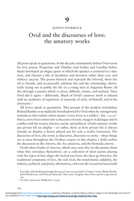 Ovid and the Discourses of Love: the Amatory Works