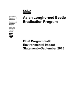 Final Programmatic ALB Eradication Program Environmental Impact Statement 2015