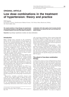 Low Dose Combinations in the Treatment of Hypertension: Theory and Practice
