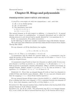 Chapter II. Rings and Polynomials