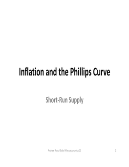 Aggregate Supply and the Phillips Curve