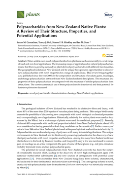 Polysaccharides from New Zealand Native Plants: a Review of Their Structure, Properties, and Potential Applications