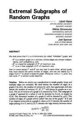 Extremal Subgraphs of Random Graphs