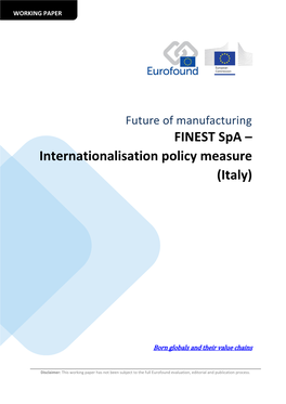 FINEST Spa – Internationalisation Policy Measure (Italy)