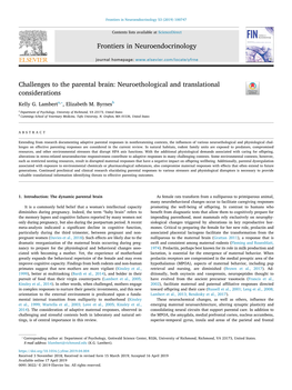 Challenges to the Parental Brain Neuroethological and Translational