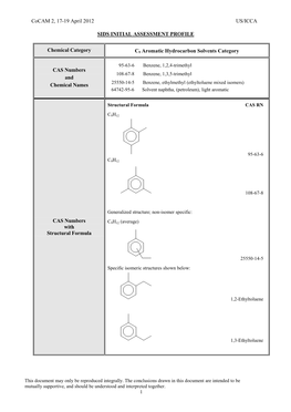 C9 Aromatic Hydrocarbon Solvents Category SIAP