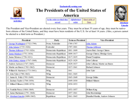 The Presidents of the United States of America