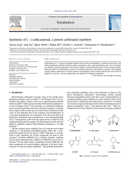 Callicarpenal, a Potent Arthropod Repellent