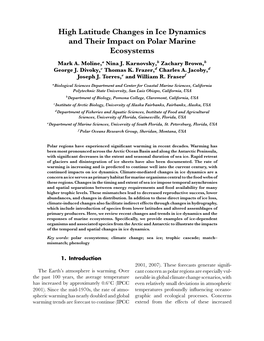 High Latitude Changes in Ice Dynamics and Their Impact on Polar Marine Ecosystems