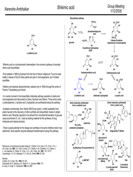Shikimic Acid Group Meeting Narendra Ambhaikar 1/12/2005