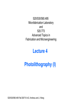 Lecture 4 Photolithography