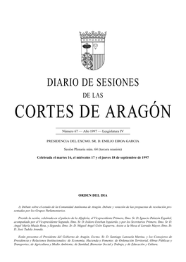 Diario De Sesiones De Las Cortes De Aragón