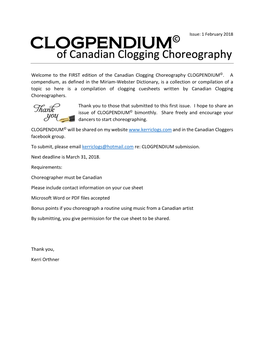 CLOGPENDIUM© Issue: 1 February 2018 of Canadian Clogging Choreography