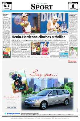 Henin-Hardenne Clinches a Thriller