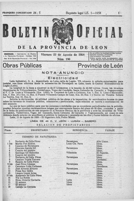 Obras Públicas Provincia De León NOTA-ÁNUNCIO Electricidad León Industria), S