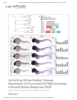 Vanishing White Matter Disease Expression of Truncated EIF2B5 Activates Induced Stress Response 2020 – Wfluidx