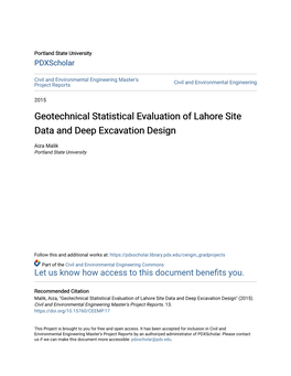Geotechnical Statistical Evaluation of Lahore Site Data and Deep Excavation Design