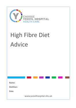 High Fibre Diet Advice Booklet