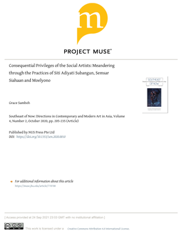 Consequential Privileges of the Social Artists: Meandering Through the Practices of Siti Adiyati Subangun, Semsar Siahaan and Moelyono