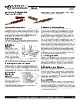 Navigator Rollerball & Product #146018, 147479, 147480, 147481, 147482, 148851, Fountain Pen Kits 149177, 149871, 149909, 149910, 149911