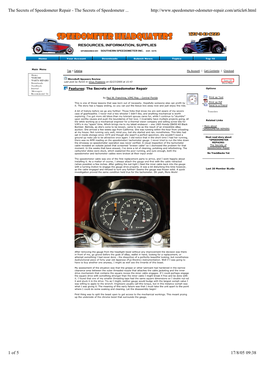 The Secrets of Speedometer Repair - the Secrets of Speedometer