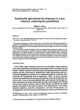 Sustainable Agricultural Development in Latin America: Exploring the Possibilities