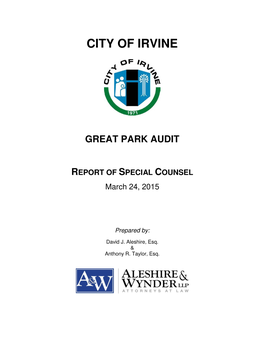 City of Irvine Great Park Audit Report of Special Counsel