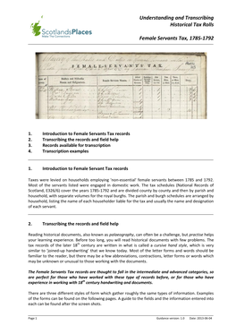 Understanding and Transcribing Historical Tax Rolls Female