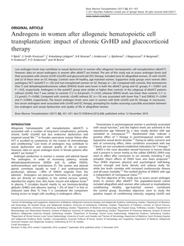 Androgens in Women After Allogeneic Hematopoietic Cell Transplantation: Impact of Chronic Gvhd and Glucocorticoid Therapy