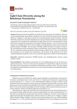 Light Chain Diversity Among the Botulinum Neurotoxins