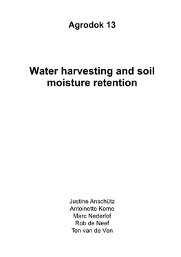 Water Harvesting and Soil Moisture Retention