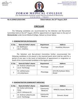 Result of Demonstrator, Physiology