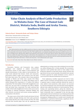 Value Chain Analysis of Beef Cattle Production in Wolaita Zone: the Case of Damot Gale District, Wolaita Sodo, Boditi and Areka Towns, Southern Ethiopia