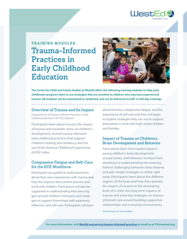 Trauma-Informed Practices in Early Childhood Education