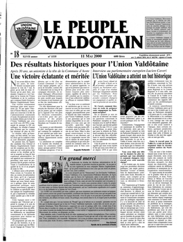 Des Résultats Historiques Pour L'union Valdôtaine