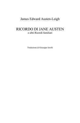 Jane Austen:I Memoir Familiari