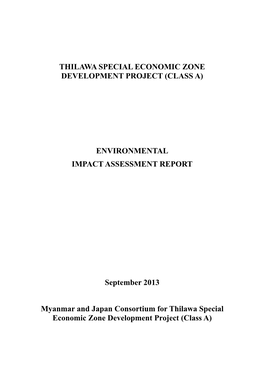Thilawa Special Economic Zone Development Project (Class A)