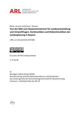 Balcar, Jaromír; Schlemmer, Thomas: Von Der RAG Zum Staatsministerium Für Landesentwicklung Und Umweltfragen