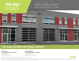 For Sale 8855 Laurel Street Vancouver, British Columbia 3,447 to 6,894 Sq