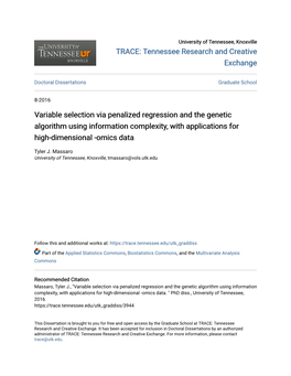 Variable Selection Via Penalized Regression and the Genetic Algorithm Using Information Complexity, with Applications for High-Dimensional -Omics Data