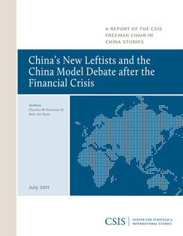 China's New Leftists and the China Model Debate After the Financial