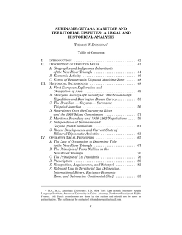 Suriname-Guyana Maritime and Territorial Disputes: a Legal and Historical Analysis