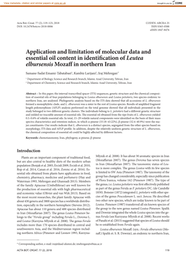 Application and Limitation of Molecular Data and Essential Oil Content in Identification of Leutea Elbursensis Mozaff in Northern Iran