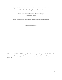 1 Export Diversification and Inclusive Growth in Land-Locked Countries