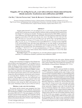 Panguite, (Ti ,Sc,Al,Mg,Zr,Ca)1.8O3, a New Ultra-Refractory Titania Mineral from the Allende Meteorite: Synchrotron Micro-Diffraction and EBSD