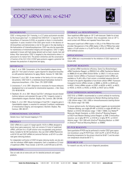 SANTA CRUZ BIOTECHNOLOGY, INC. COQ7 Sirna (M): Sc-62147